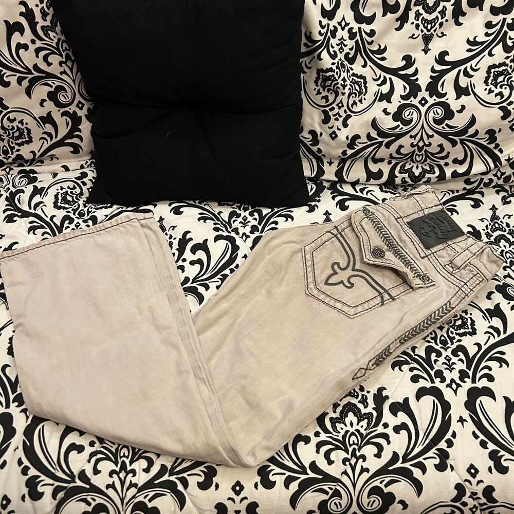 Rock Revival Men's Bootcut Jeans in Light Beige